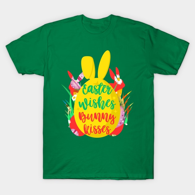 Easter Bunny Egg Design with Easter Wishes Message T-Shirt by ArtMichalS